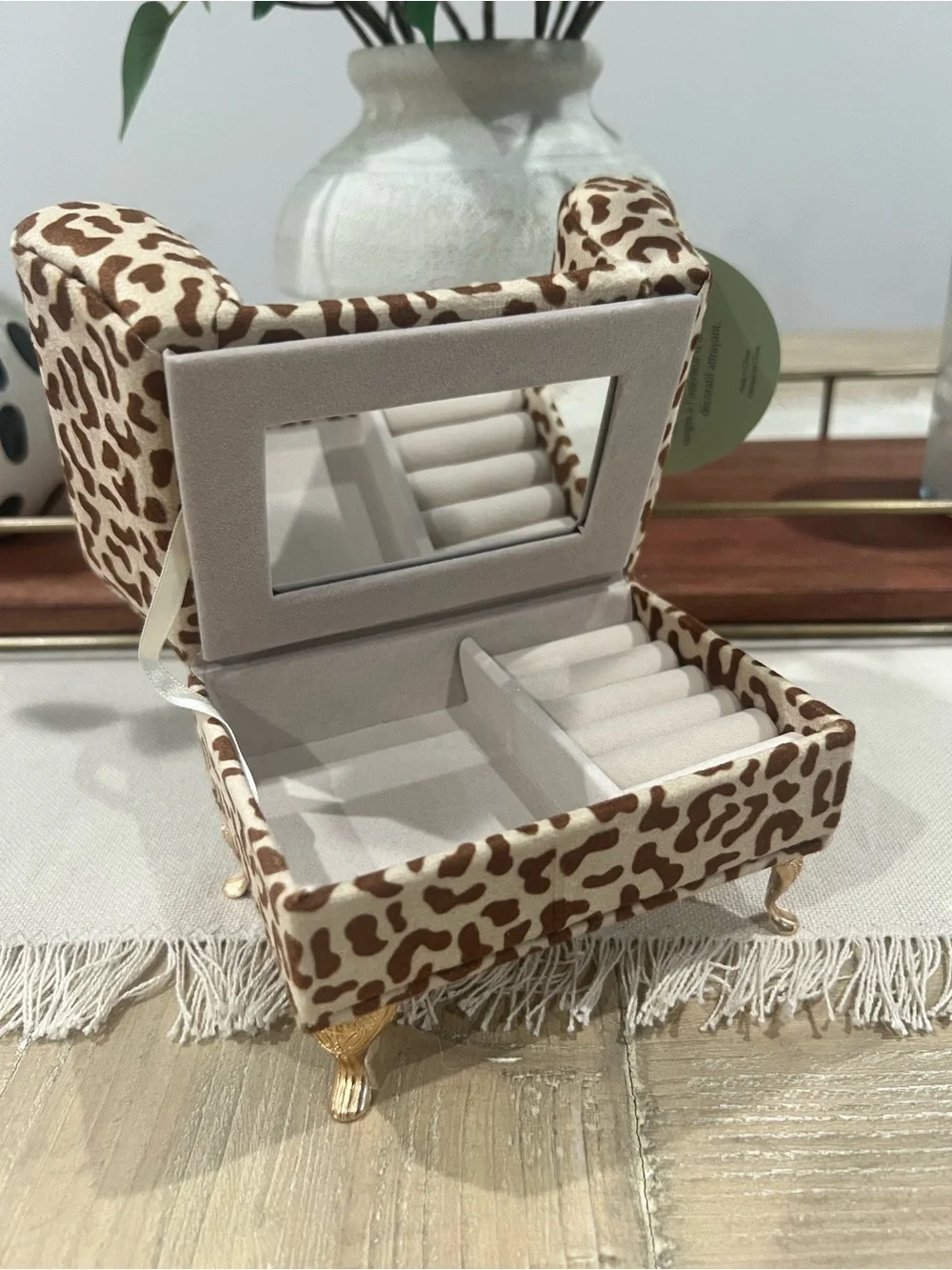 NWT Leopard Print Miniature Sofa Jewelry Organizer